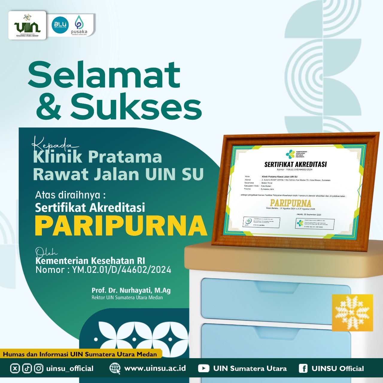 Klinik Pratama UINSU Medan Raih Paripurna