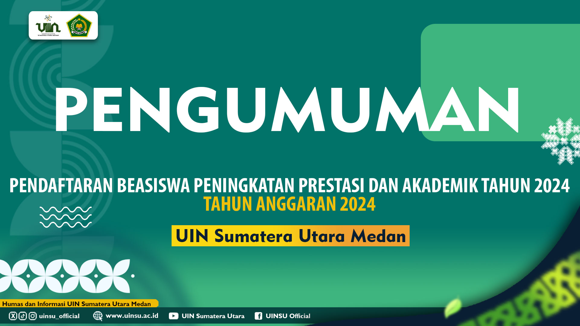 PENDAFTARAN BEASISWA PENINGKATAN PRESTASI DAN AKADEMIK TAHUN 2024 TAHUN ANGGARAN 2024