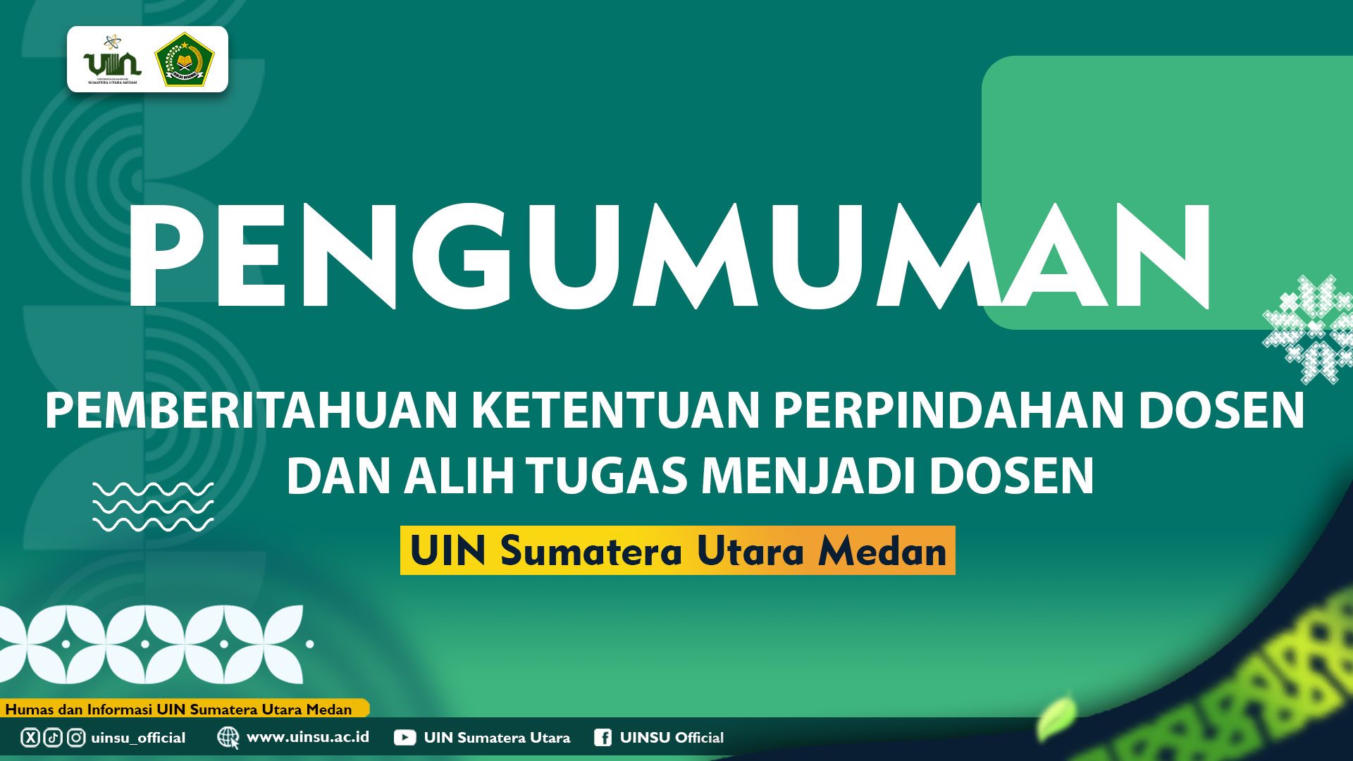 Pengumuman Pemberitahuan Ketentuan Perpindahan Dosen dan Alih Tugas Menjadi Dosen