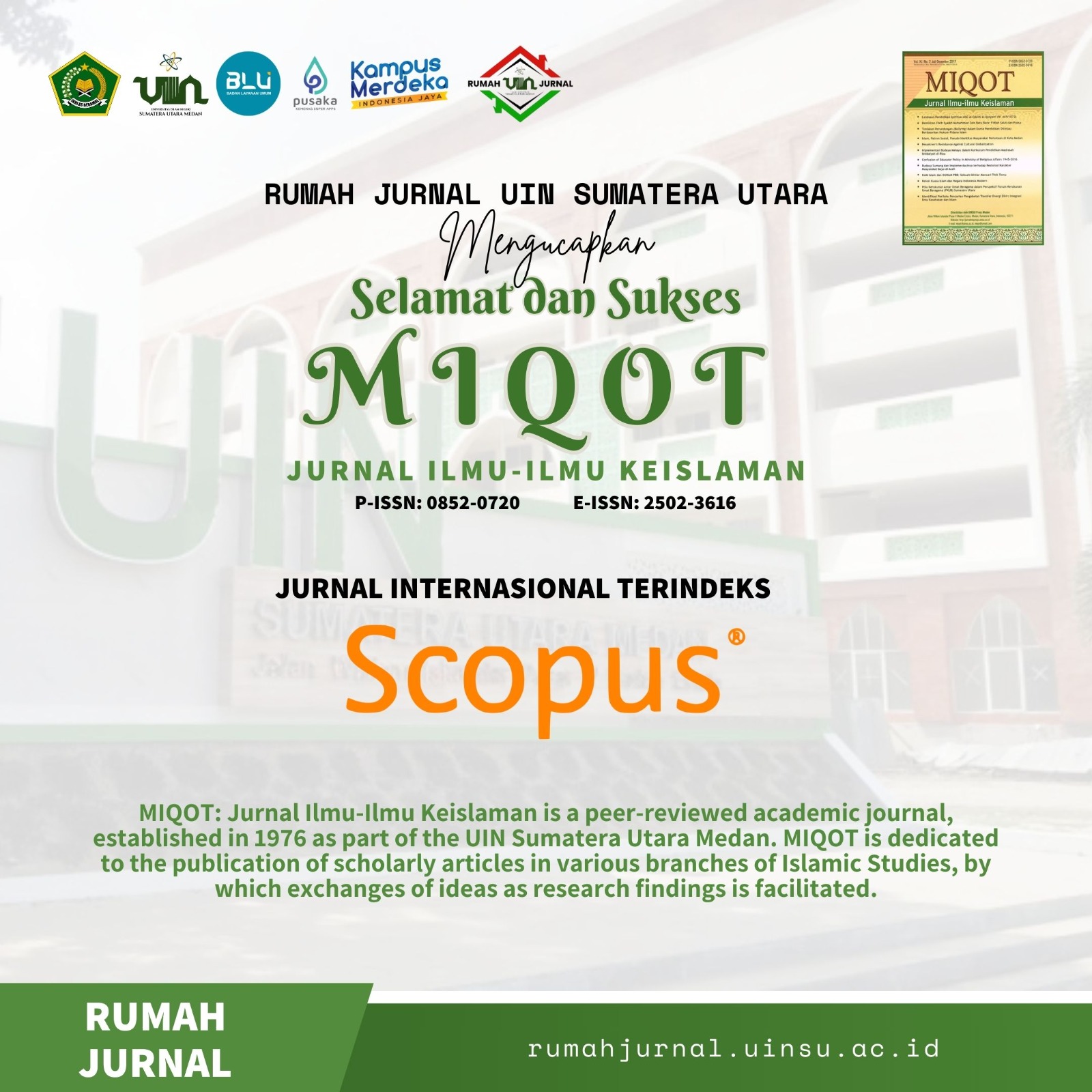 Rektor UINSU Apresiasi Jurnal Miqot Terindeks Scopus