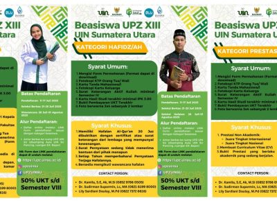 PENGUMUMAN PENDAFTARAN BEASISWA UPZ UIN SUMATERA UTARA TAHAP XIII