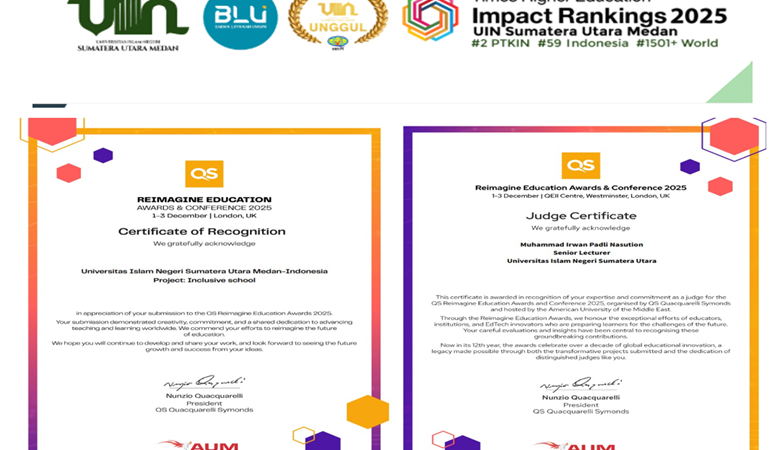 Capain Prestise UIN SU Pada QS Reimagine Education Awards 2025, Perkuat Rekognisi International