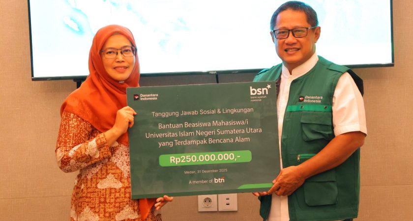 UINSU Terima Bantuan Beasiswa Rp250 Juta dari BSN untuk Mahasiswa Terdampak Bencana