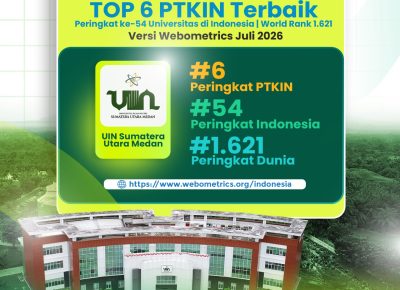 UINSU Medan Peringkat 6 PTKIN dan 54 Nasional Versi Webometrics Juli 2026